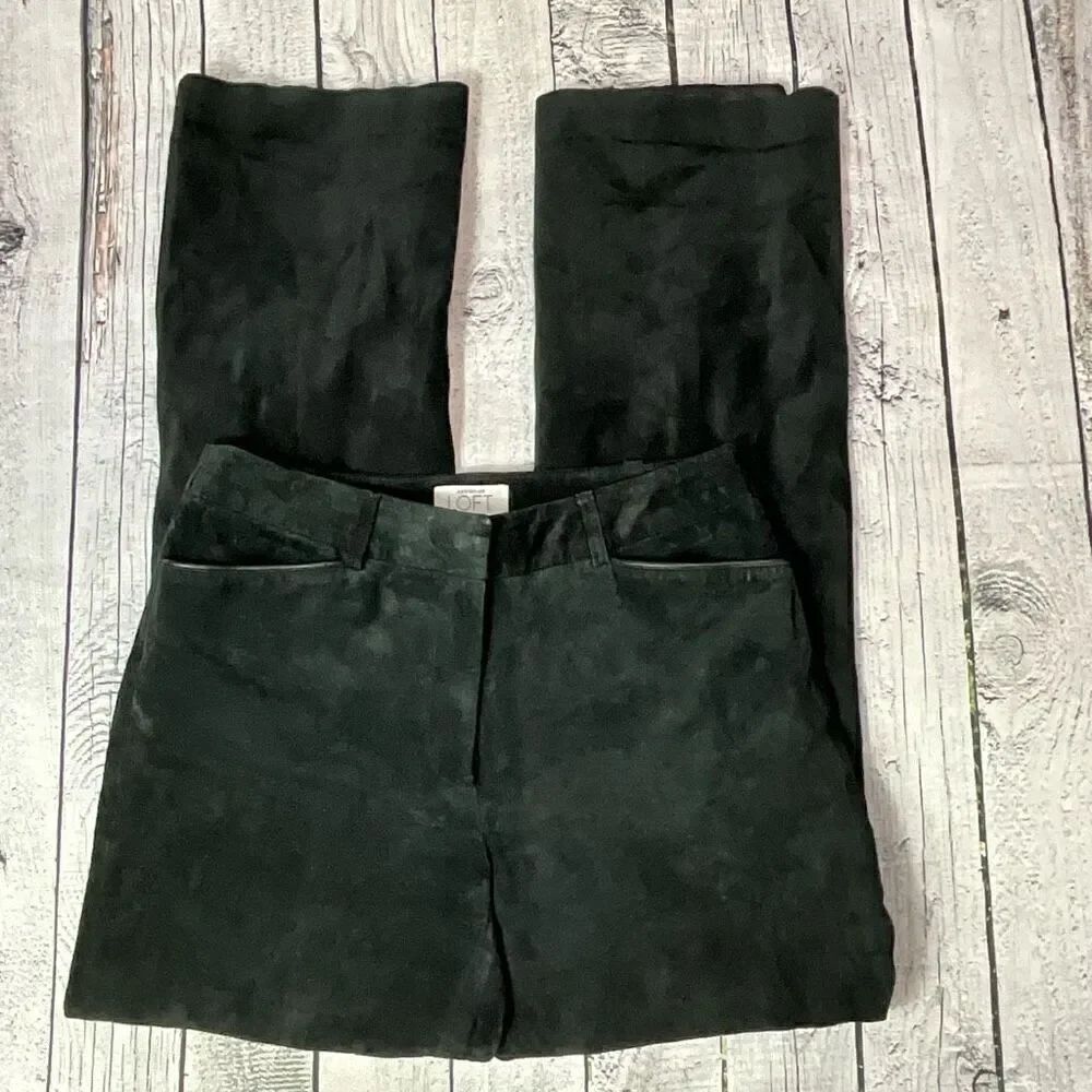 ANN TAYLOR LOFT Black Suede Leather Pants
